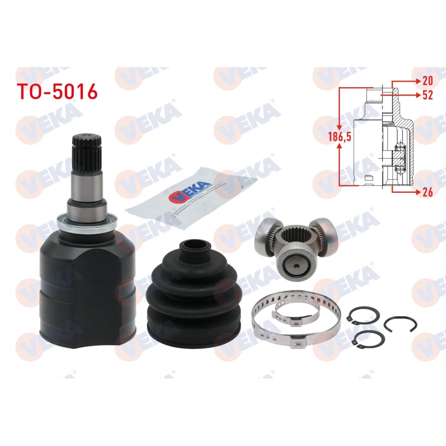 AKS KAFASI SOL ON IC TOYOTA COROLLA 1.4 D-4D 20X26X52 UZUNLUK 186,50mm 2012-