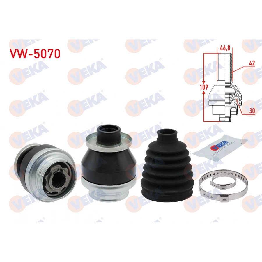 AKS KAFASI SOL ON IC VOLKSWAGEN TRANSPORTER VI 2.0 TDI M-T 42X30X47 UZUNLUK 109 mm 2015-