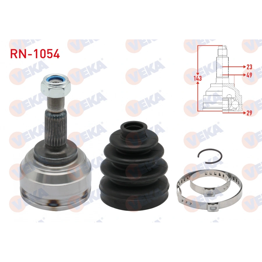 AKS KAFASI SOL-SAG ON DIS 23X29X49 UZUNLUK 143mm RENAULT CLIO III 1.5 DCI M-T 2005-2012 / DACIA LOGAN - LOGAN MCV 1.5 DCI 2004-2012