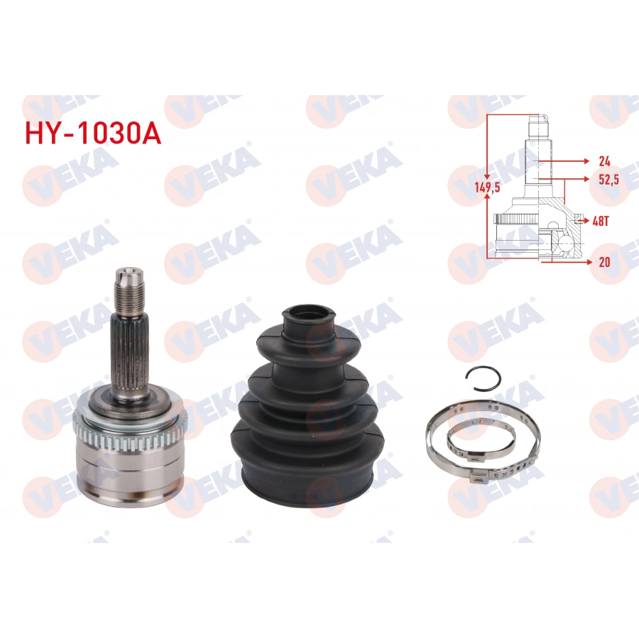 AKS KAFASI SOL-SAG ON DIS 24X20X52,5 UZUNLUK 149,5mm ABSLI 48 DIS HYUNDAI i10 I (PA) 1.1 - 1.2i 2008-2013