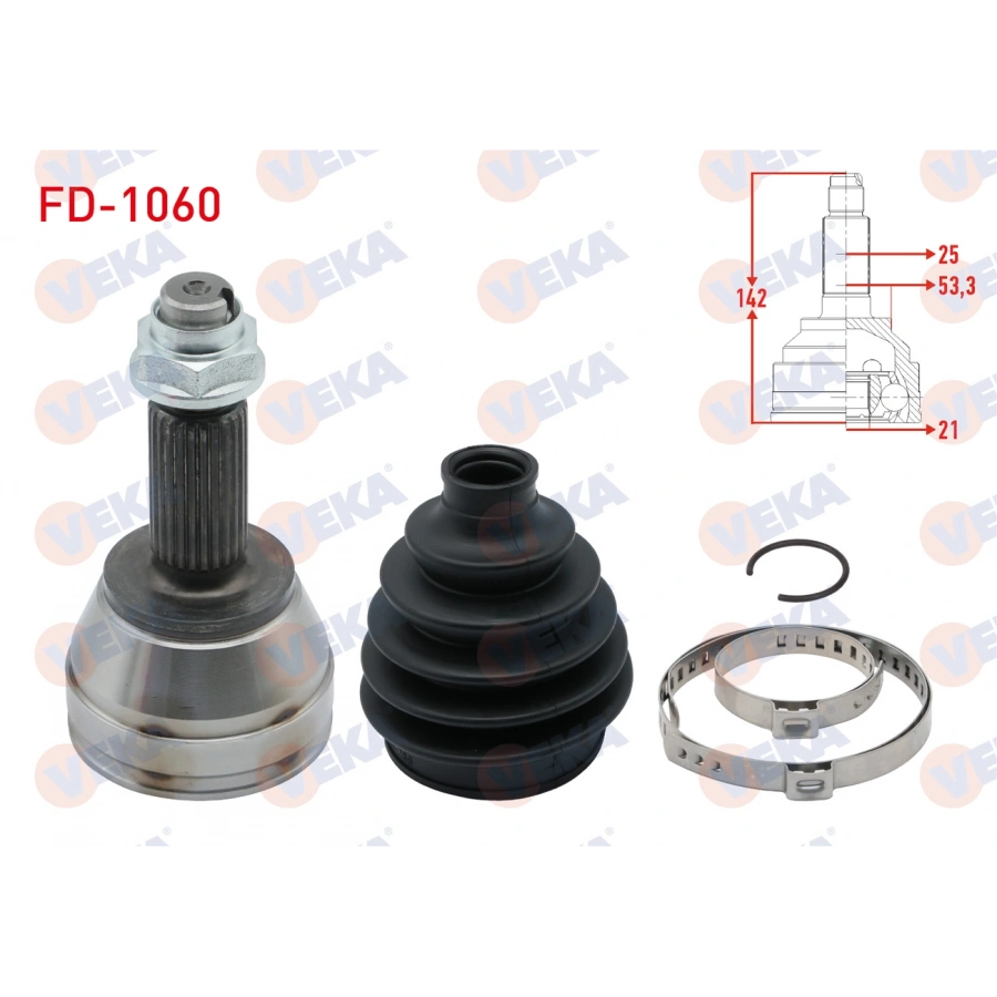 AKS KAFASI SOL-SAG ON DIS 25X21X53,3 UZUNLUK 142,5mm FORD TOURNEO-TRANSIT COURIER 1.5 TDCI 2014-