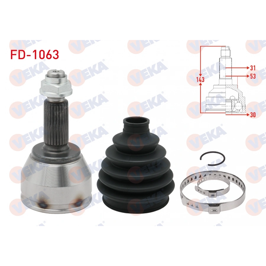 AKS KAFASI SOL-SAG ON DIS 25X23X53 UZUNLUK 143 mm FORD FIESTA VI 1.5 TDCI 2008-2012 / FIESTA VI 1.5 TDCI 2012-