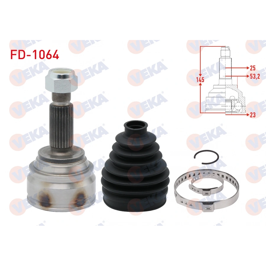 AKS KAFASI SOL-SAG ON DIS 25X23X53,2 UZUNLUK 145mm FORD FIESTA VII 1.5 TDCI M-T 6 ILERI 2017-