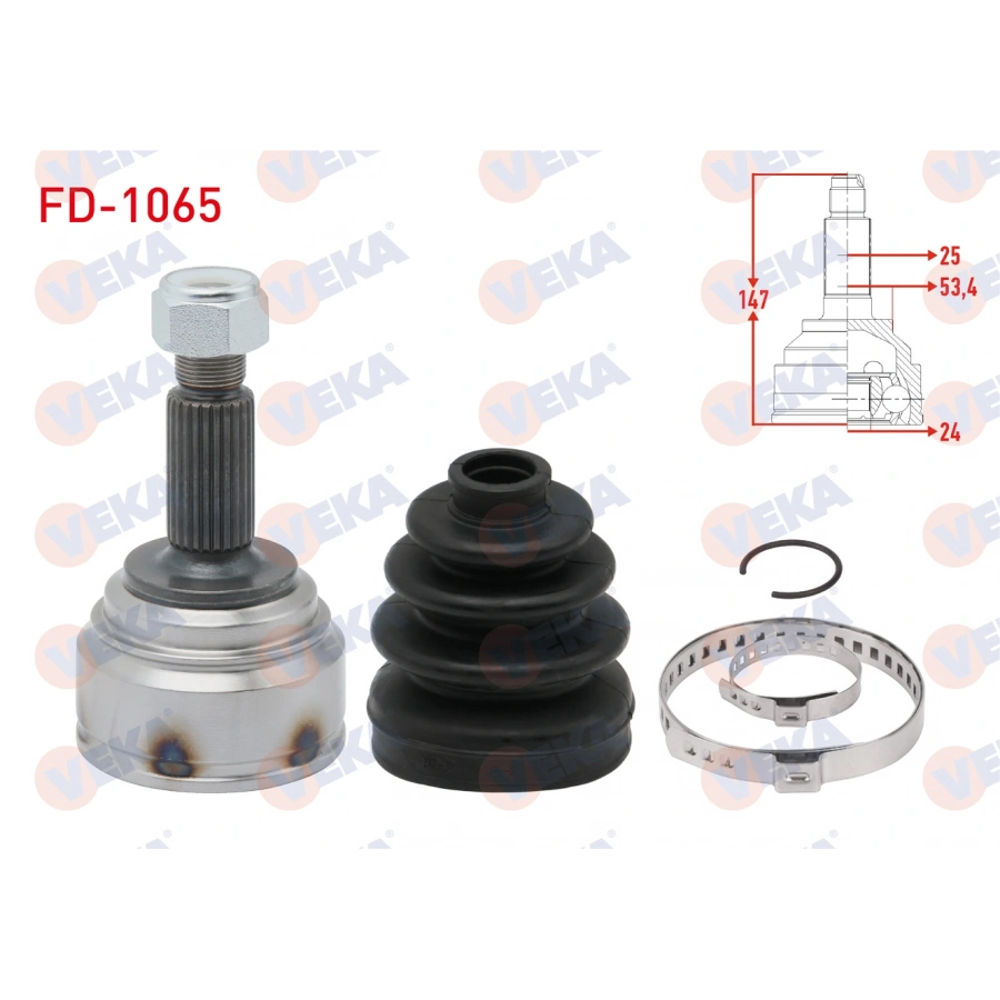 AKS KAFASI SOL-SAG ON DIS 25X24X53,4 UZNLUK 147mm FORD FIESTA VII 1.5 TDCI 2017-