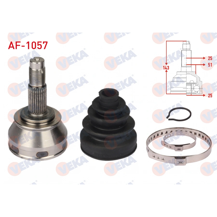 AKS KAFASI SOL-SAG ON DIS 25X25X51 UZUNLUK 143mm ALFA ROMEO 145 1.4 1994-2001 / FIAT PUNTO 1.3 JTD E.M 2003-2013