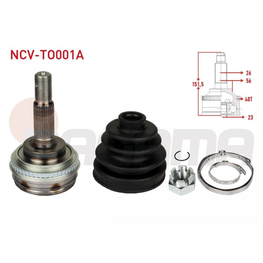 AKS KAFASI SOL-SAG ON DIS 26X23X56 ABSLI 48 DIS UZUNLUK 149,8mm TOYOTA COROLLA (_E10_) 1.3i EE101 - 1.6i AE101 1992-1997