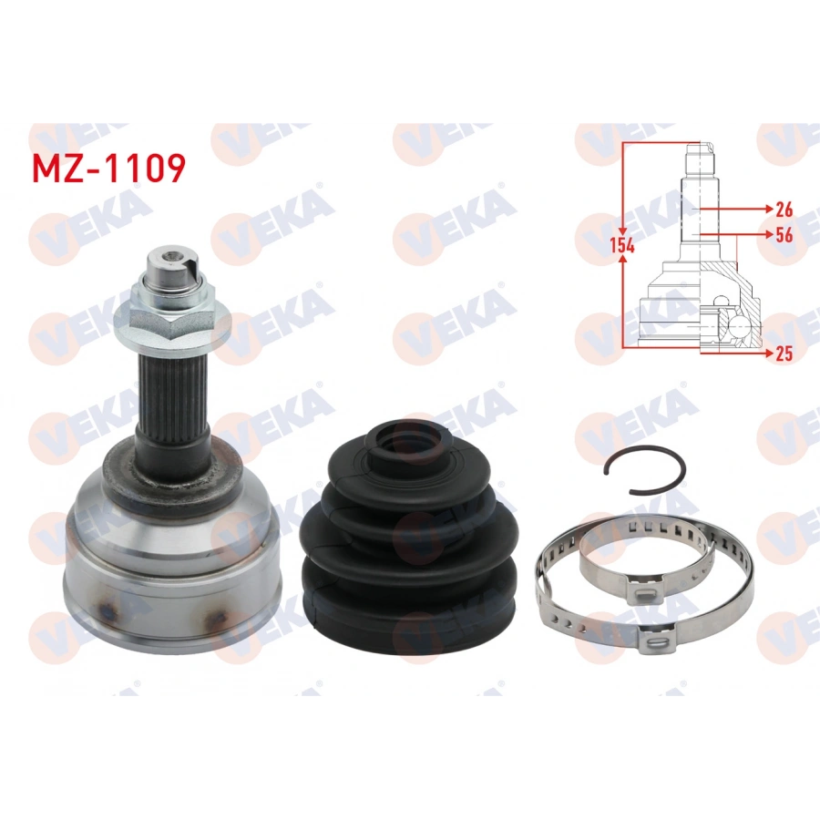 AKS KAFASI SOL-SAG ON DIS 26X25X56 UZUNLUK 154mm MAZDA 626 1.6i 1987-1992