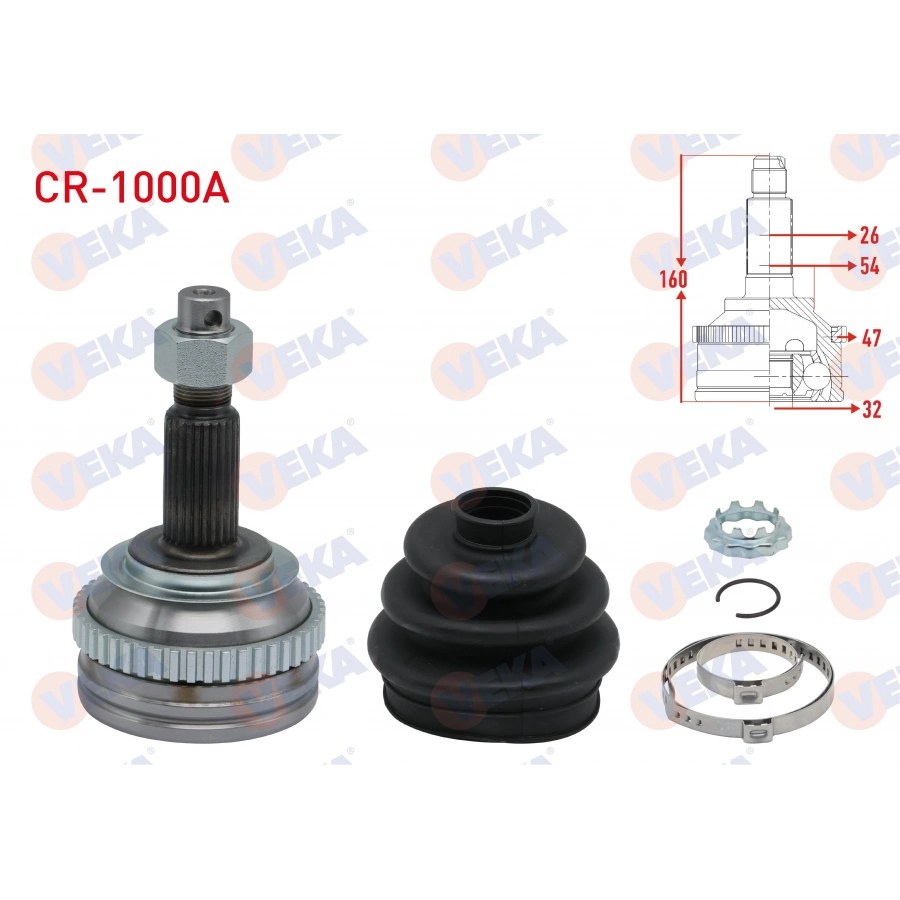 AKS KAFASI SOL-SAG ON DIS 26X32X54 ABS 47 DIS UZUNLUK 160mm CHRYSLER VOYAGER III (GS) 2.4i 1995-2001