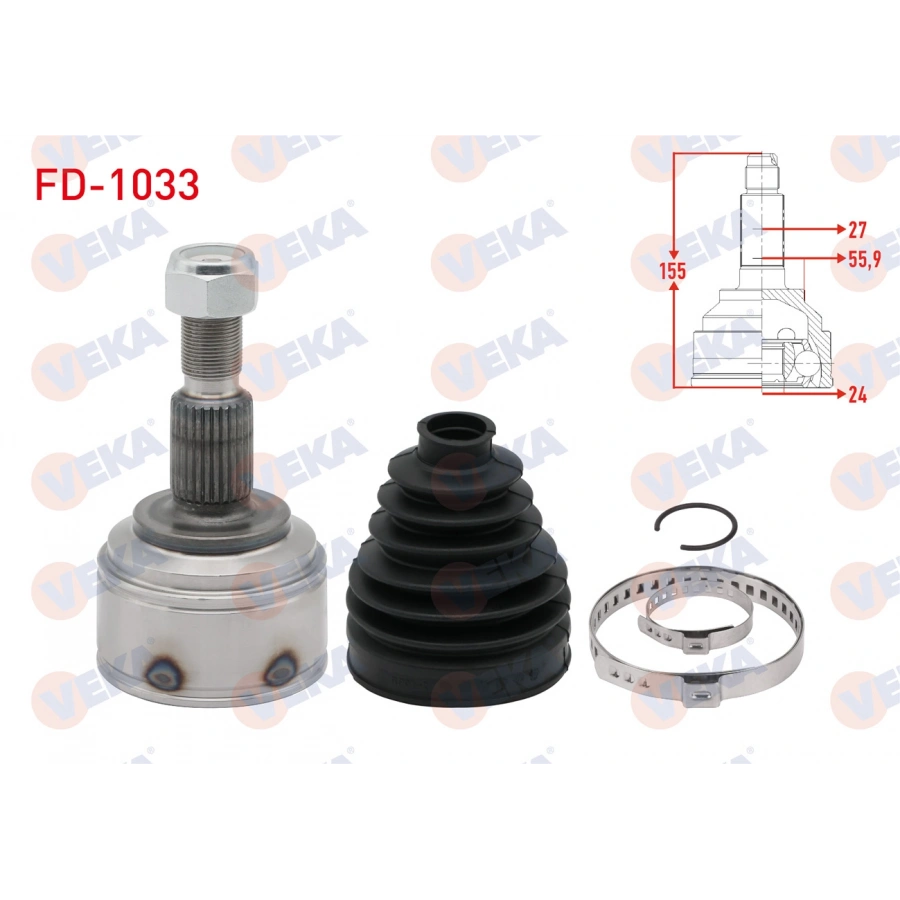 AKS KAFASI SOL-SAG ON DIS 27X24X55,9 UZUNLUK 155mm FORD FOCUS IV 1.5 TDCI A-T 8 ILERI 2018-