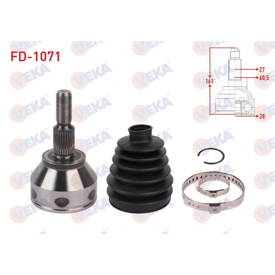 AKS KAFASI SOL-SAG ON DIS 27X28X60.5 UZUNLUK 161mm FORD TRANSIT CONNECT 1.5 TDCI 6AT 2015- / TOURNEO CONNECT 1.5 TDCI 6AT 2015-