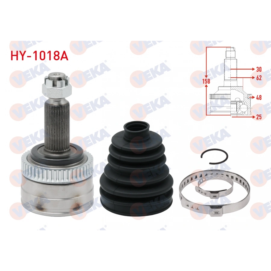 AKS KAFASI SOL-SAG ON DIS 30X25X62 UZUNLUK 158mm HYUNDAI IX35 2.0 CRDI A-T 2010- / KIA SPORTAGE 2.0 CRDI A-T 2010-