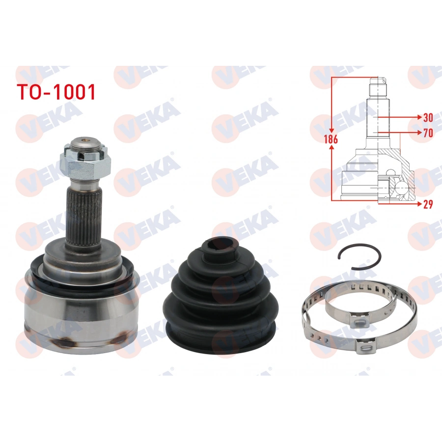 AKS KAFASI SOL-SAG ON DIS 30X29X70 UZUNLUK 186mm TOYOTA TOYOTA HI-LUX VII PICK-UP REVO (_N1_) 2.4 D - 2.8 D 2015-