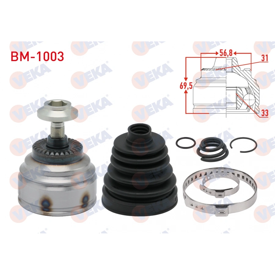 AKS KAFASI SOL-SAG ON DIS 31X33X56,8 UZUNLUK 69,5mm BMW 320 D xDrive (F30) A-T/M-T 2011/ 420 D - 428 i (F32) 2013-