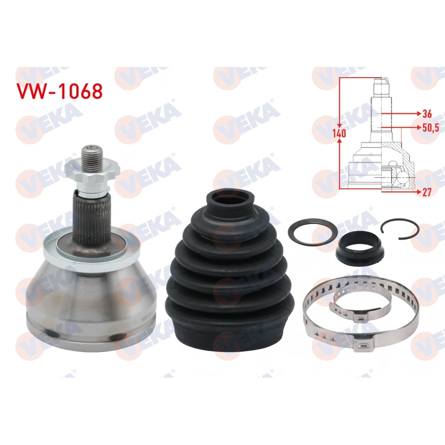 AKS KAFASI SOL-SAG ON DIS 36X27X50,5 UZUNLUK 140mm POLO 1.2 TSI-1.4 TDI-1.6 TDI 09-/FABIA 1.4 TSI 10-14/RAPID 1.0 TSI-1.6 TDI/IBIZA 1.9 TDI 02-09/IBIZA 1.0 TSI-1.4 TDI 15-17/TOLEDO 1.4 TDI-1.6 TDI 12-