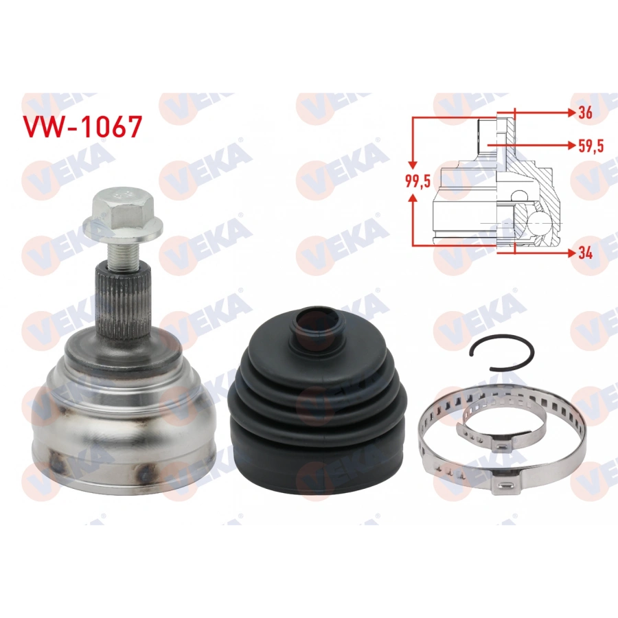 AKS KAFASI SOL-SAG ON DIS 36X34X59,5 UZUNLUK 99,5mm VOLKSWAGEN PASSAT (3G2) 1.4 TSI M-T 2014-/ SKODA SUPERB (3V3) 1.4 TSI M-T 2015-