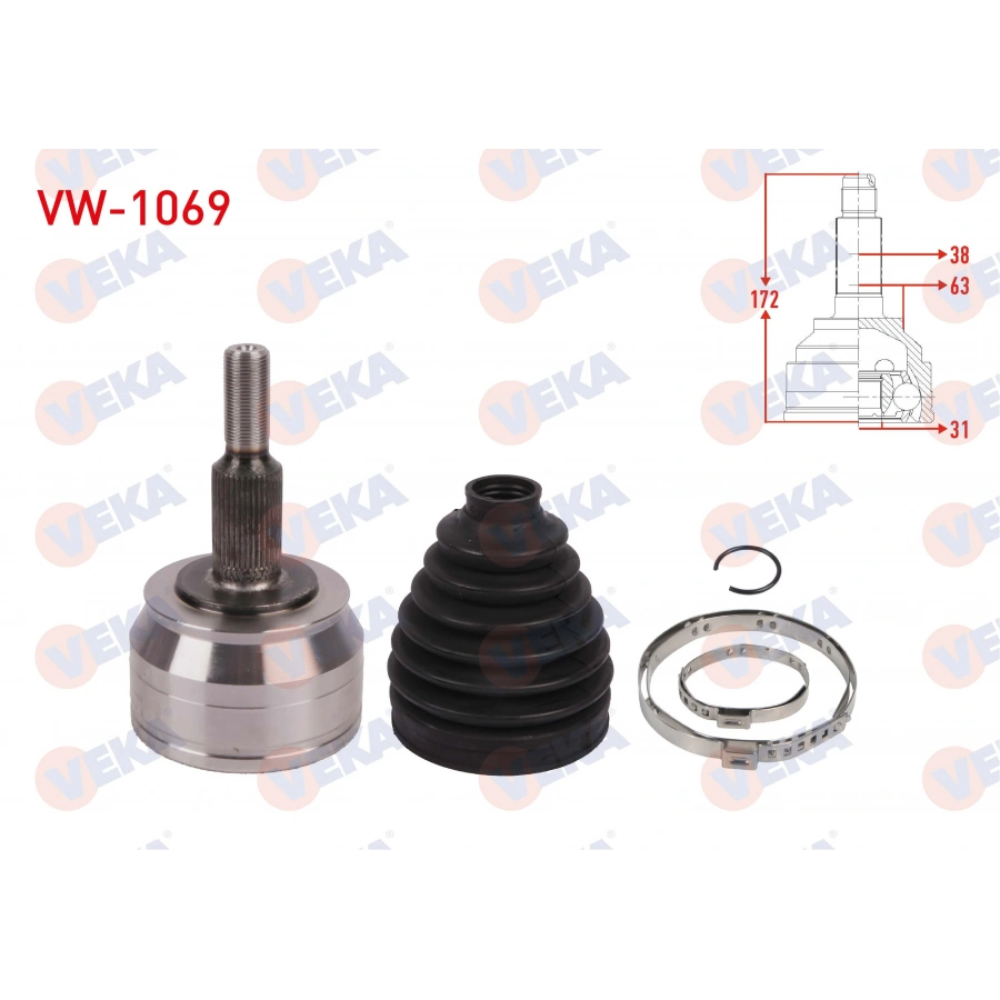 AKS KAFASI SOL-SAG ON DIS 38X31X63 UZUNLUK 172mm VOLKSWAGEN TRANSPORTER T6 2.0 TDI M-T 2015-