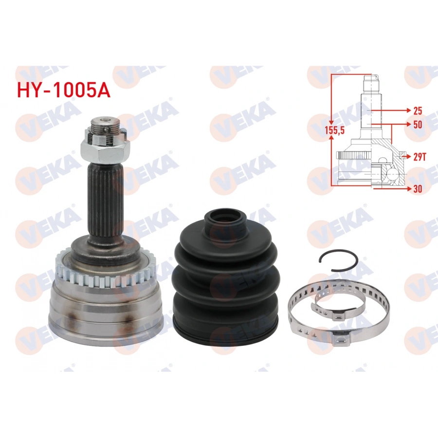 AKS KAFASI SOL-SAG ON DIS ABSLI 29 DIS 25X30X50 UZUNLUK 156 mm HYUNDAI ELANTRA 1.6i A-T 2001-2007