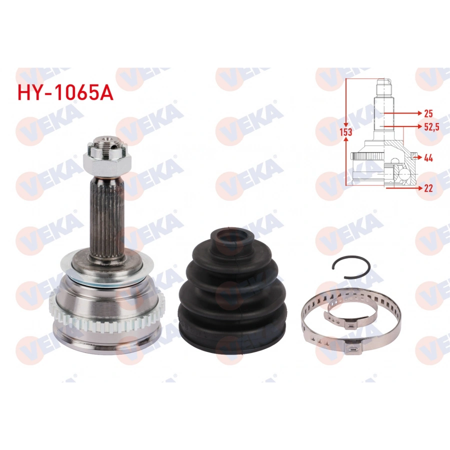 AKS KAFASI SOL-SAG ON DIS ABSLI 44 DIS UZUNLUK 153mm HYUNDAI ACCENT II 1.3 A-T 2000-2005 ACCENT SEDAN 1.5 A-T 1994-2000