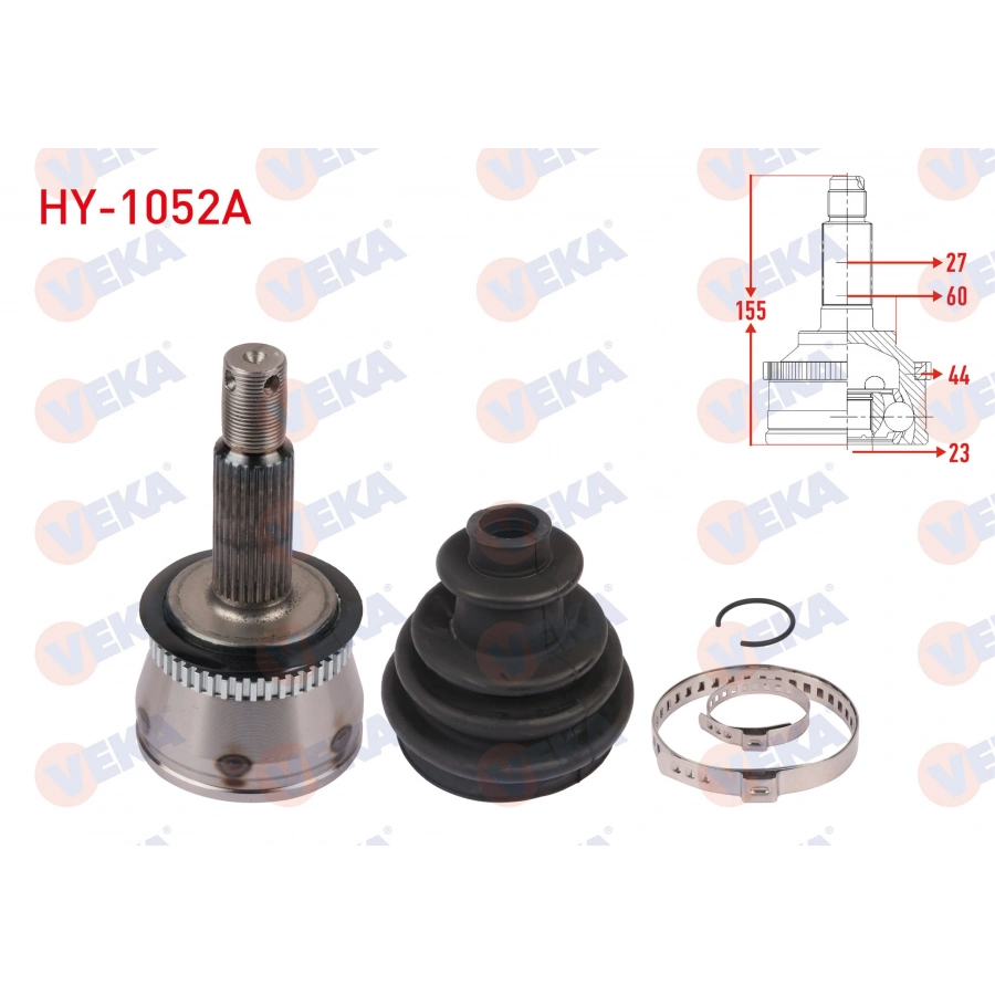 AKS KAFASI SOL-SAG ON DIS ABSLI 44 DIS UZUNLUK 155mm HYUNDAI ELANTRA 1.6i A-T 2001-2007