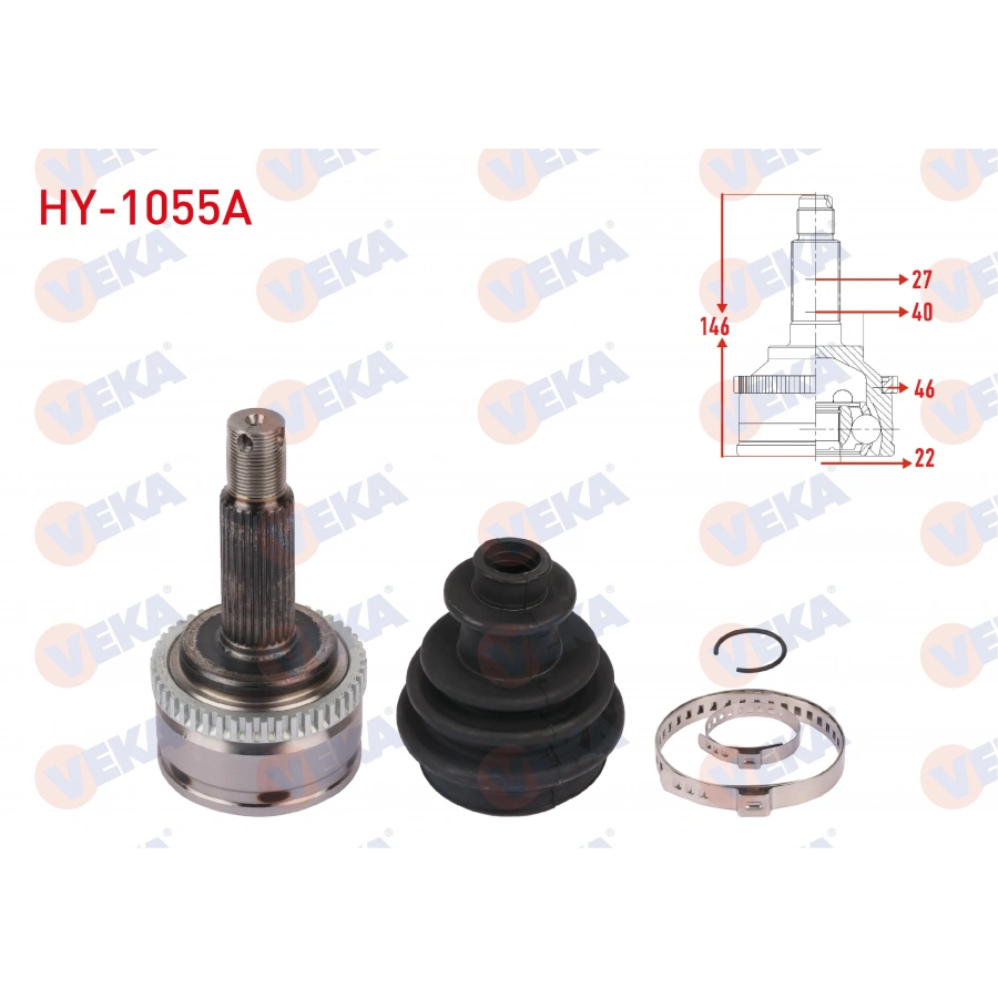 AKS KAFASI SOL-SAG ON DIS ABSLI 46 DIS UZUNLUK 146mm HYUNDAI i30 (FD) 1.4i A-T/M-T 2007-2011