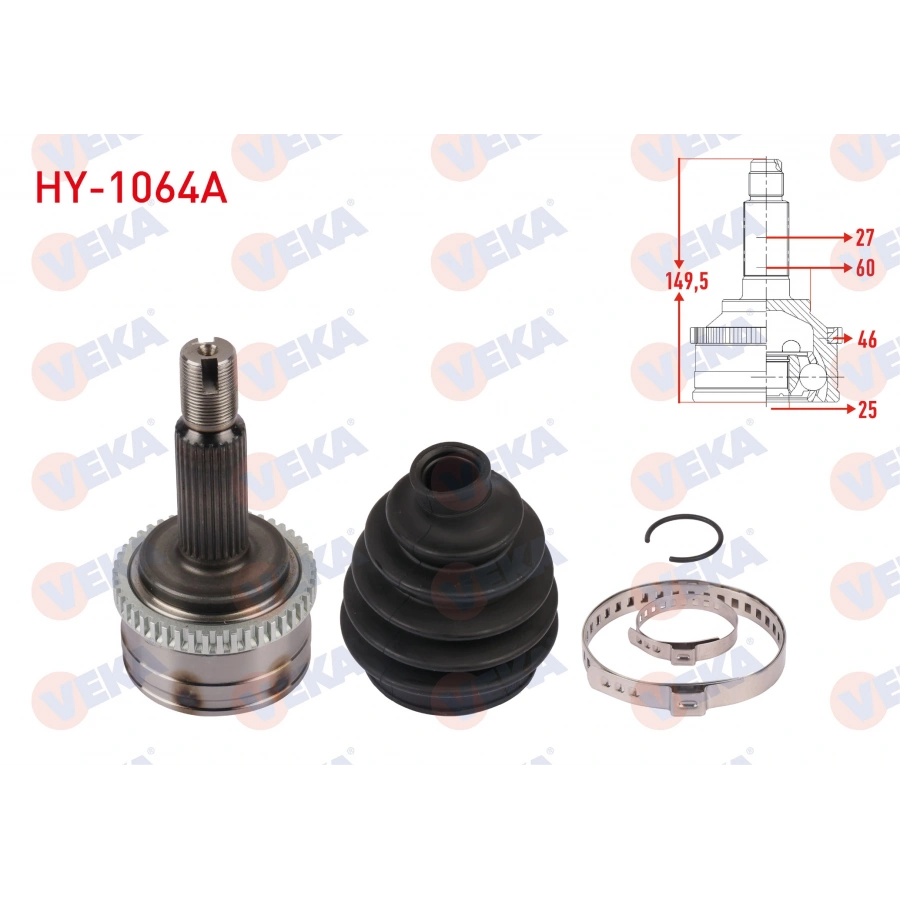 AKS KAFASI SOL-SAG ON DIS ABSLI 46 DIS UZUNLUK 149,5mm HYUNDAI ELANTRA 1.6 CVVT M-T 6 ILERI 2011-2015 / i30 1.4 MPi A/T-M/T 2011-