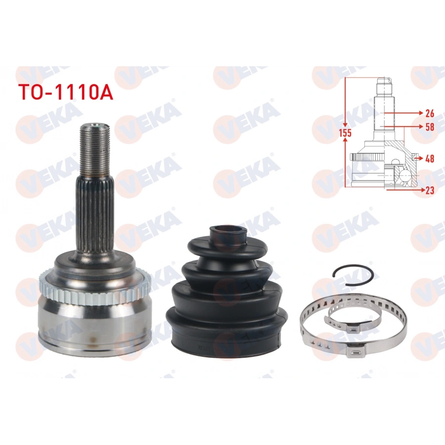 AKS KAFASI SOL-SAG ON DIS ABSLI 48 DIS 26X23X58 155mm UZUNLUK 155mm TOYOTA COROLLA (_E12_) 1.4 VVT-I - 1.6 VVT-I 2002-2007/ AVENSIS (T25) 1.6 VVT-I - 1.8i 2003-2008