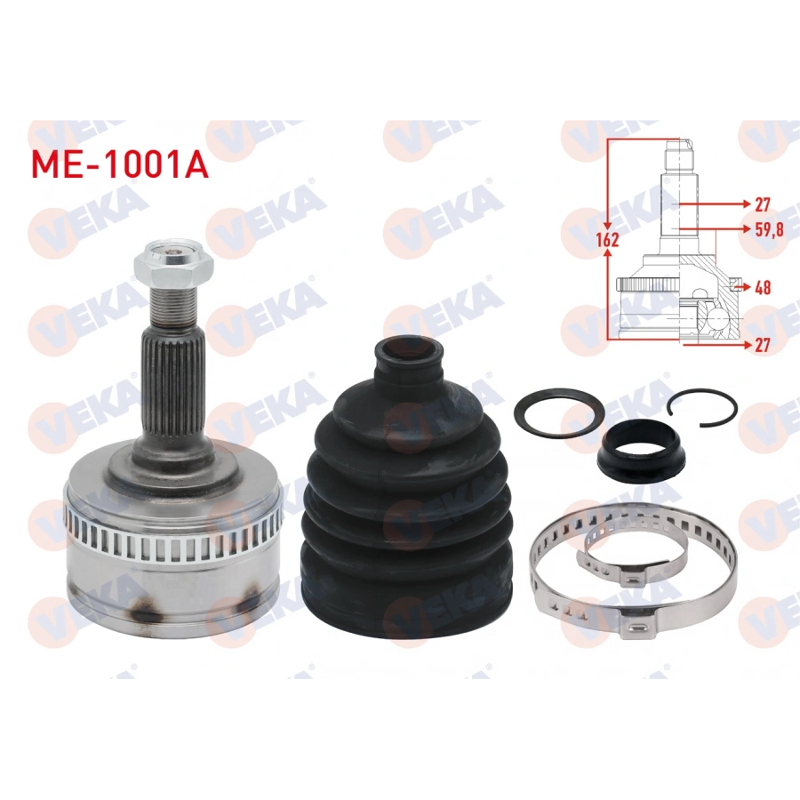 AKS KAFASI SOL-SAG ON DIS ABSLI 48 DIS 27X27X59,8 UZUNLUK 162mm MERCEDES VITO (638) 108 - 110 - 113 - 114 CDI 1997-2003