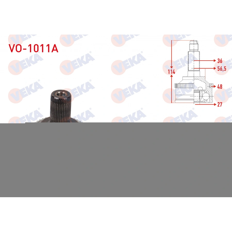 AKS KAFASI SOL-SAG ON DIS ABSLI 48 DIS UZUNLUK 114mm VOLVO S60 2.0 T A-T 2000-2010 / S80 I (TS, XY) 2.8 T6 A-T 1998-2006