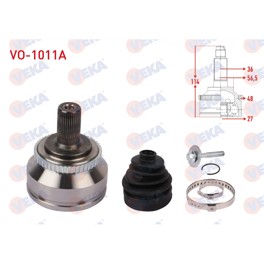 AKS KAFASI SOL-SAG ON DIS ABSLI 48 DIS UZUNLUK 114mm VOLVO S60 2.0 T A-T 2000-2010 / S80 I (TS, XY) 2.8 T6 A-T 1998-2006