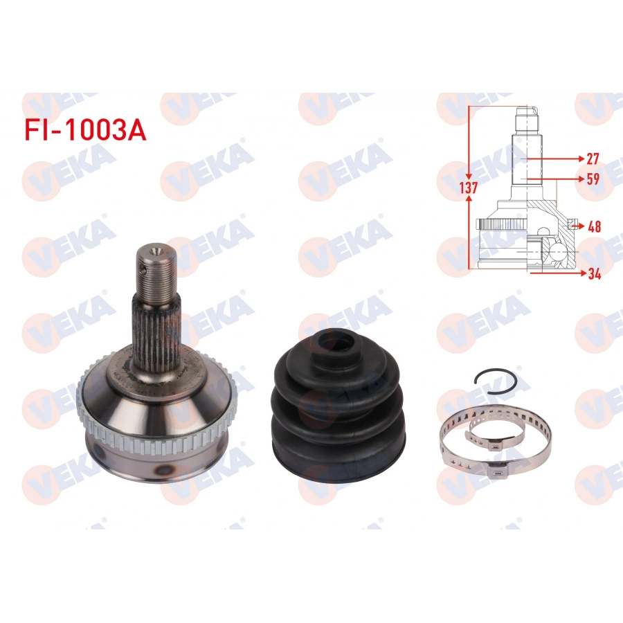 AKS KAFASI SOL-SAG ON DIS ABSLI 48 DIS UZUNLUK 137mm FIAT SCUDO 1.9 D 1996-2006 / CITROEN JUMPY 1.9 D 1994-2007 / PEUGEOT EXPERT 1.9 D 1996-2006