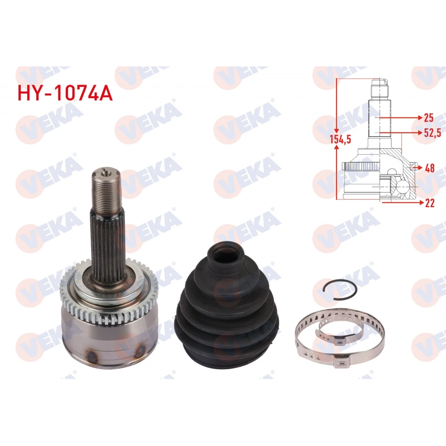 AKS KAFASI SOL-SAG ON DIS ABSLI 48 DIS UZUNLUK 154,5mm HYUNDAI i20 (PB, PBT) 1.4 CVVT A-T 2008-2015