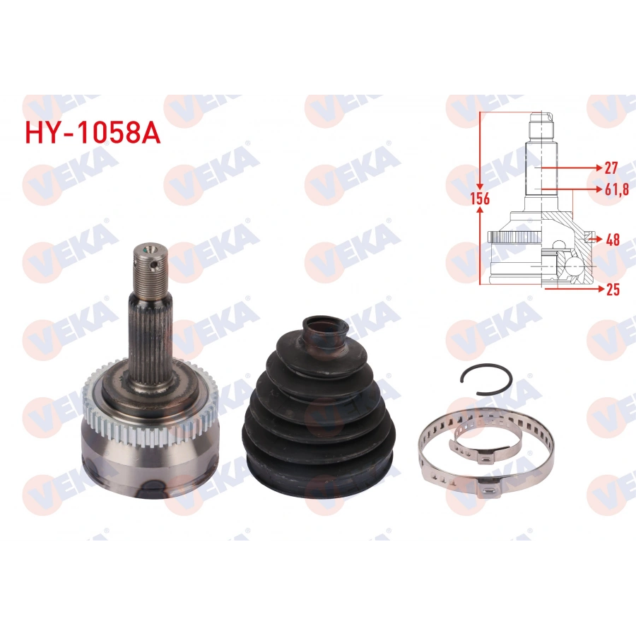 AKS KAFASI SOL-SAG ON DIS ABSLI 48 DIS UZUNLUK 156mm HYUNDAI TUCSON (JM) 2.0 CRDI A-T 2004-2010