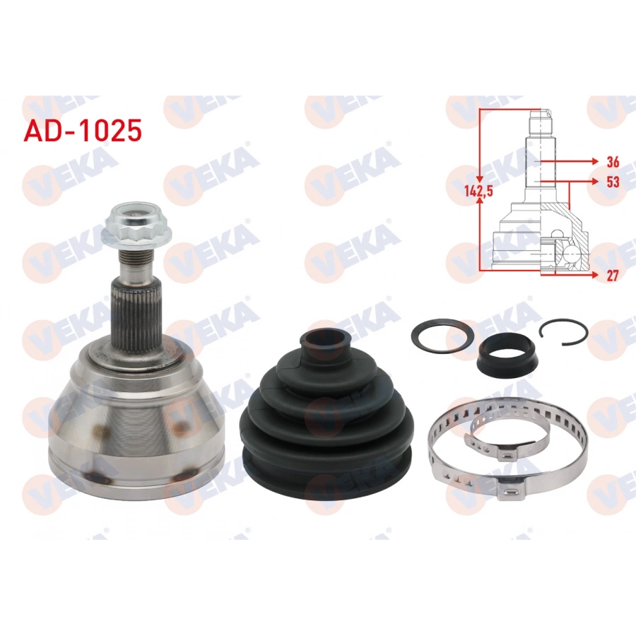 AKS KAFASI SOL-SAG ON DIS AUDI A3 I (8L1) 1.8 T 36X27X53 UZUNLUK 142,5 mm 1996-2003