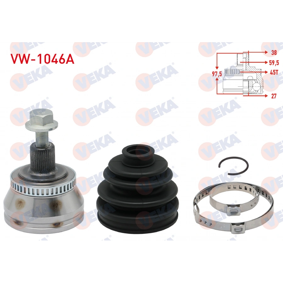 AKS KAFASI SOL-SAG ON DIS AUDI A4 (8E2,B6) 1.8 T ABSLI 45 DIS 38X27X59.5 UZUNLUK 97.5mm 2000-2004