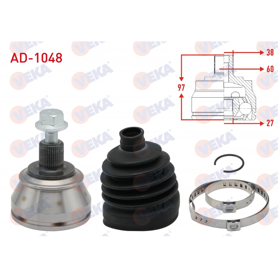 AKS KAFASI SOL-SAG ON DIS AUDI A6 (4F2,C6) 2.0 TDI 38X27X60 UZUNLUK 97 mm 2004-2011