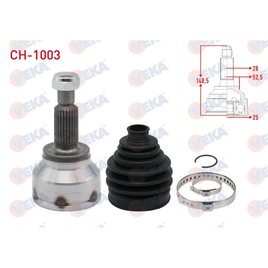 AKS KAFASI SOL-SAG ON DIS CHEVROLET AVEO (T300) 1.4 16v 25X28X52,50 UZUNLUK 148,50mm 2011-2014