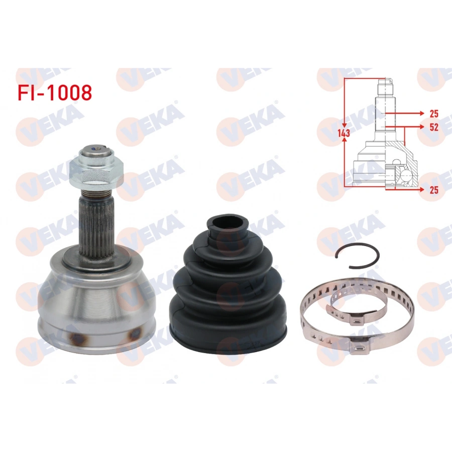 AKS KAFASI SOL-SAG ON DIS FIAT TEMPRA 2.0i 25X25X52 UZUNLUK 143,1 mm 1992-1999