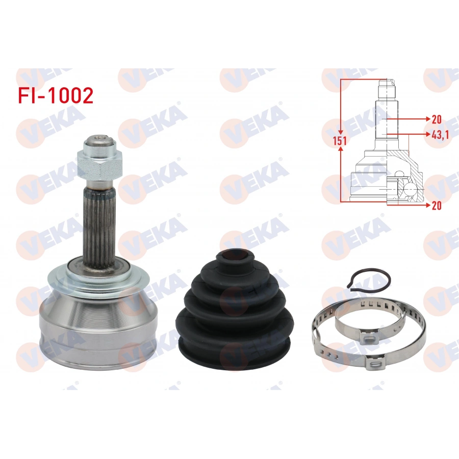 AKS KAFASI SOL-SAG ON DIS FIAT UNO 70 1.4i 20X20X43 UZUNLUK 150,3 mm 1994-2000