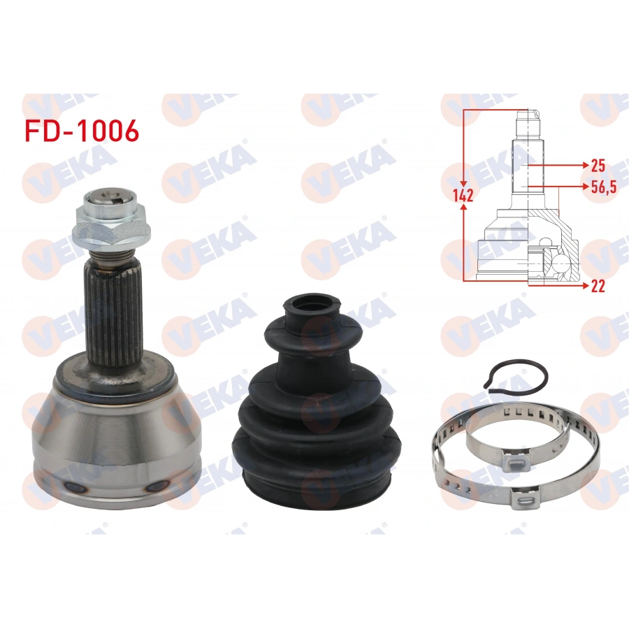 AKS KAFASI SOL-SAG ON DIS FORD ESCORT VI 1.6i 25X22X56.5 UZUNLUK 142mm 1992-1995