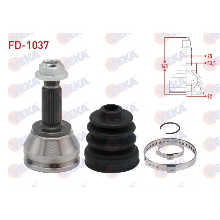 AKS KAFASI SOL-SAG ON DIS FORD FIESTA V 1.25i 25X22X53.3 UZUNLUK 141 mm 2001-2008