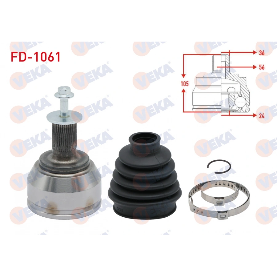 AKS KAFASI SOL-SAG ON DIS FORD FOCUS II (DA) 1.6i 36X24X56 UZUNLUK 105 mm 2004-2011