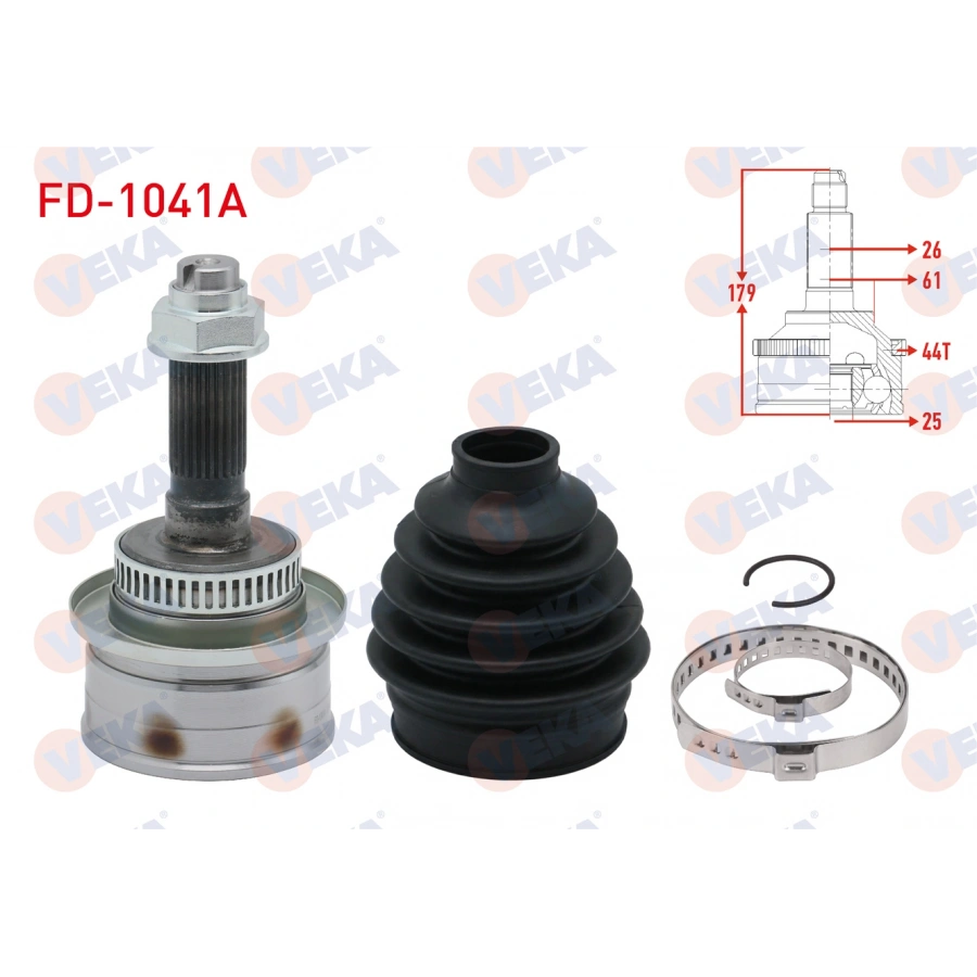 AKS KAFASI SOL-SAG ON DIS FORD RANGER (ER, EQ) 2.5 TDCI 4X4 ABSLI 44 DIS 26X25X61 UZUNLUK 179mm 1997-2006