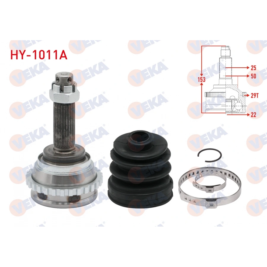 AKS KAFASI SOL-SAG ON DIS HYUNDAI ACCENT ADMIRE 1.3 ABSLI 29 DIS 25X22X50 UZUNLUK 153mm 2003-2006