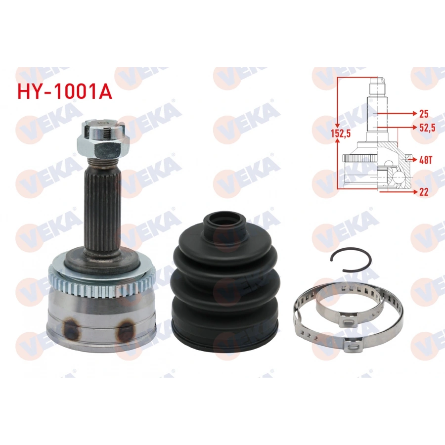 AKS KAFASI SOL-SAG ON DIS HYUNDAI ACCENT ERA 1.4i 16v ABSLI 48 DIS 25X22X52.5 UZUNLUK 152,5 mm 2006-2012