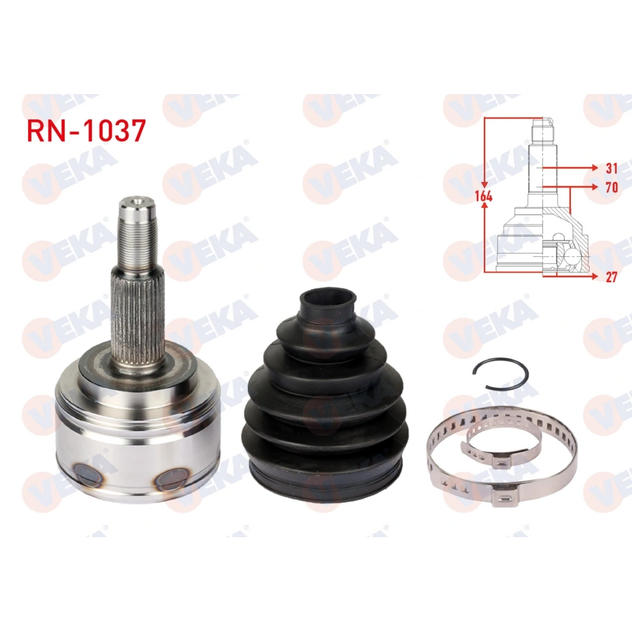 AKS KAFASI SOL-SAG ON DIS (KALIN FREZE) RENAULT MASTER III (FV) 2.3 DCI 31X27X70 UZUNLUK 164 mm 2010-