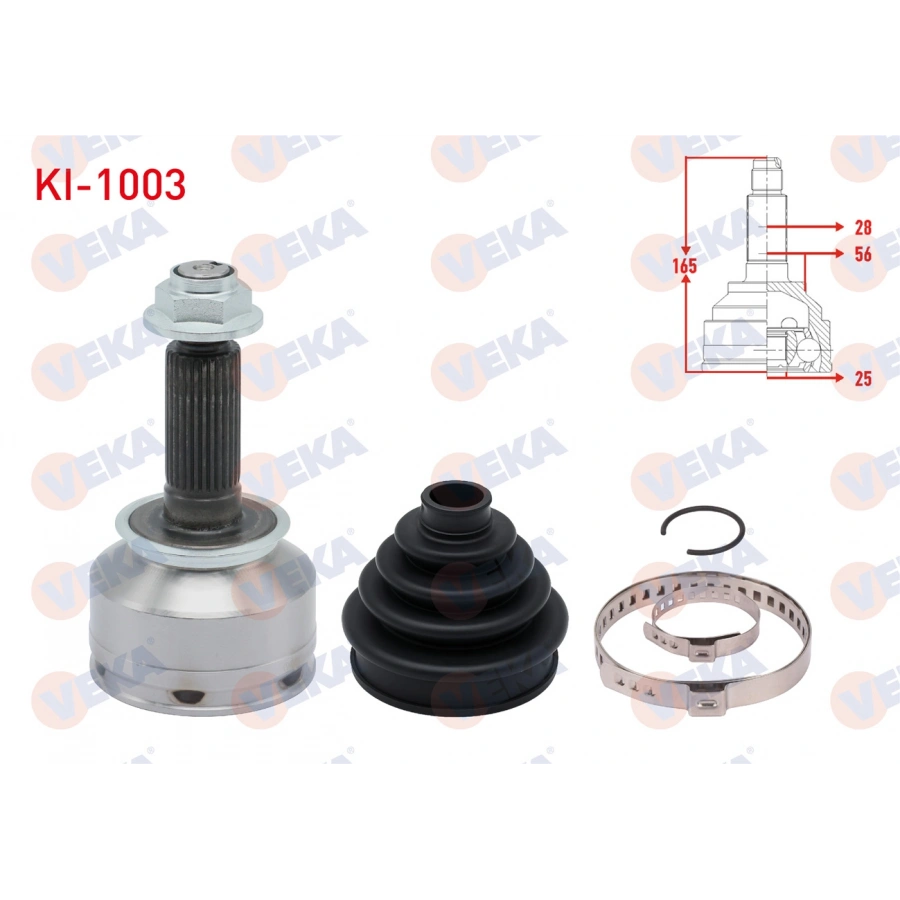 AKS KAFASI SOL-SAG ON DIS KIA SORENTO I (JC) 2.5 CRDI 28X25X56 UZUNLUK 165mm 2002-2009
