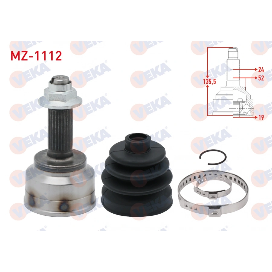 AKS KAFASI SOL-SAG ON DIS MAZDA 121 II (DB) 1.3i 16v 24X19X52 UZUNLUK 135,5 mm 1990-1996