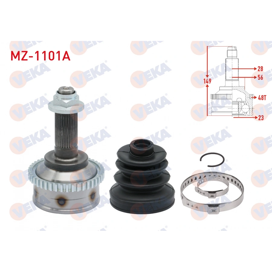 AKS KAFASI SOL-SAG ON DIS MAZDA 626 IV (GE) 2.0i ABSLI 44 DIS 28X23X56 UZUNLUK 149 mm 1992-1997