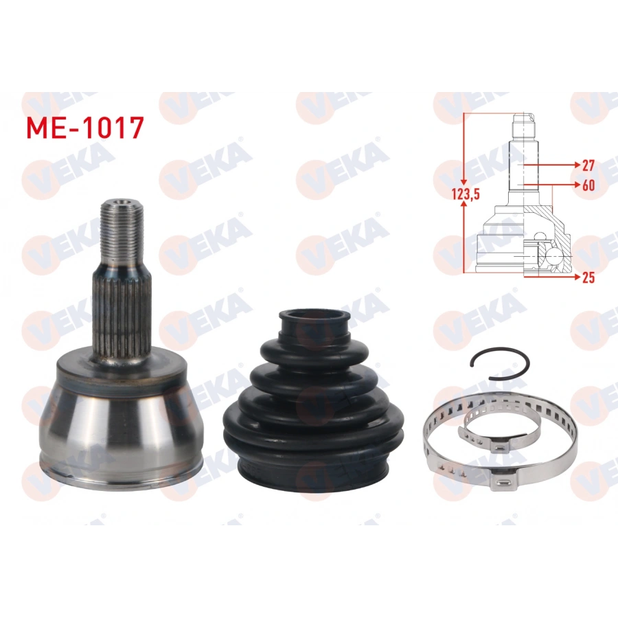 AKS KAFASI SOL-SAG ON DIS MERCEDES A SERISI (W169) A150 - A160 - A180 - A180 CDI 27X25X60 UZUNLUK 123,5mm 2004-2012