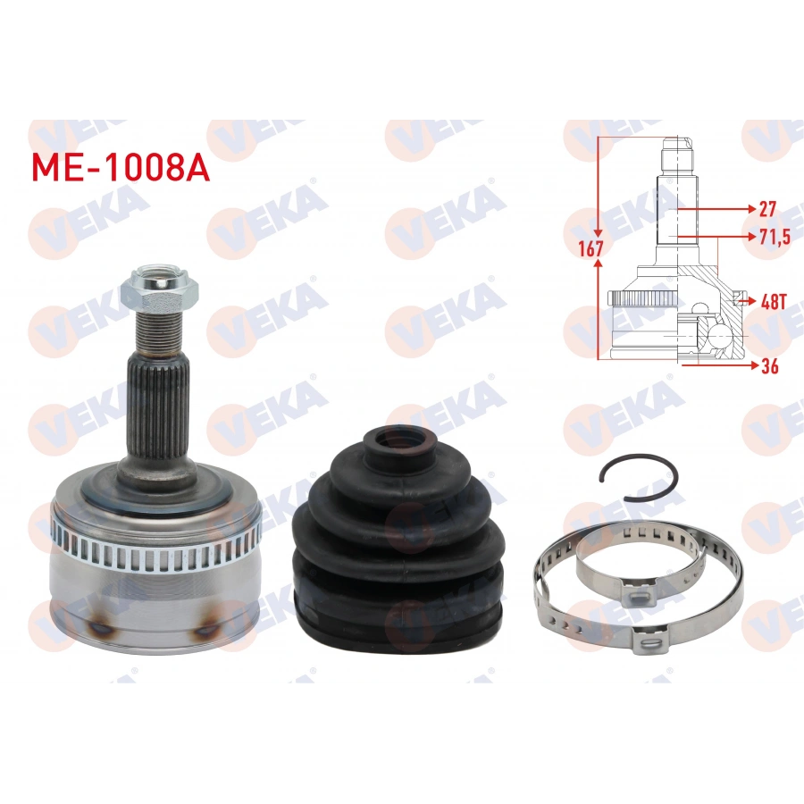 AKS KAFASI SOL-SAG ON DIS MERCEDES VITO (638) 108 CDI ABSLI 48 DIS 27X36X71,5 UZUNLUK 167mm 1997-2003